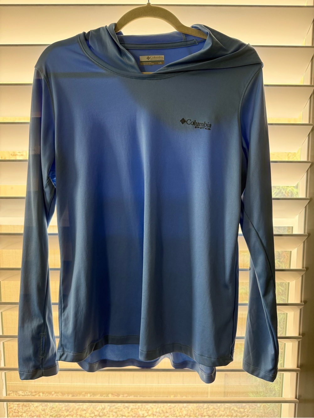 Columbia Light Blue Hooded Long-Sleeve Performance Top